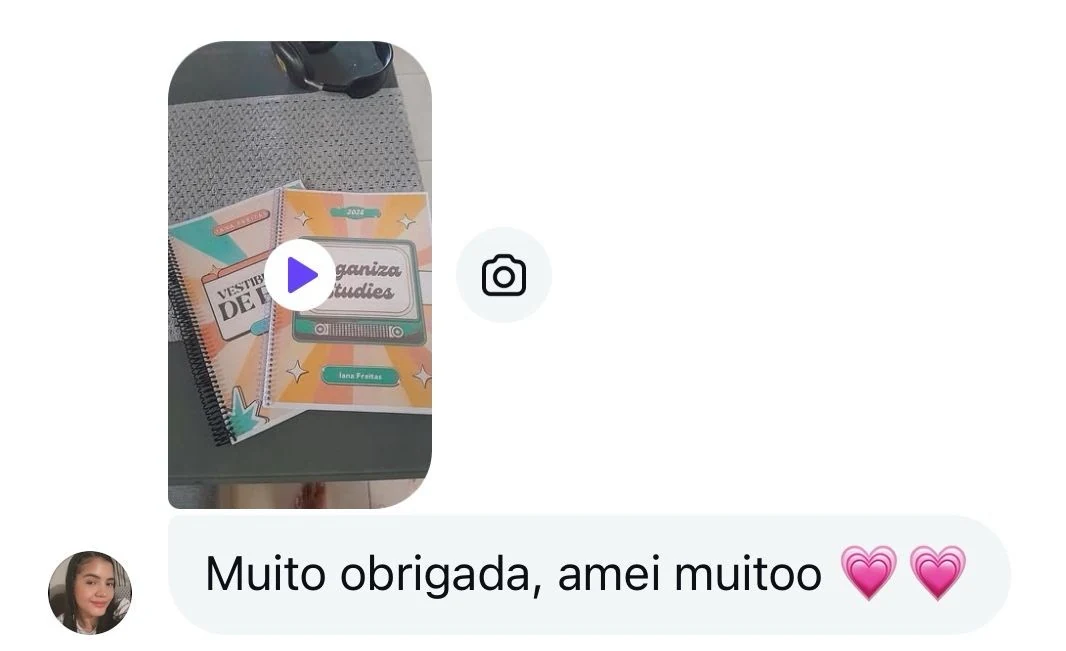 Mensagem agradecendo e elogiando as apostilas